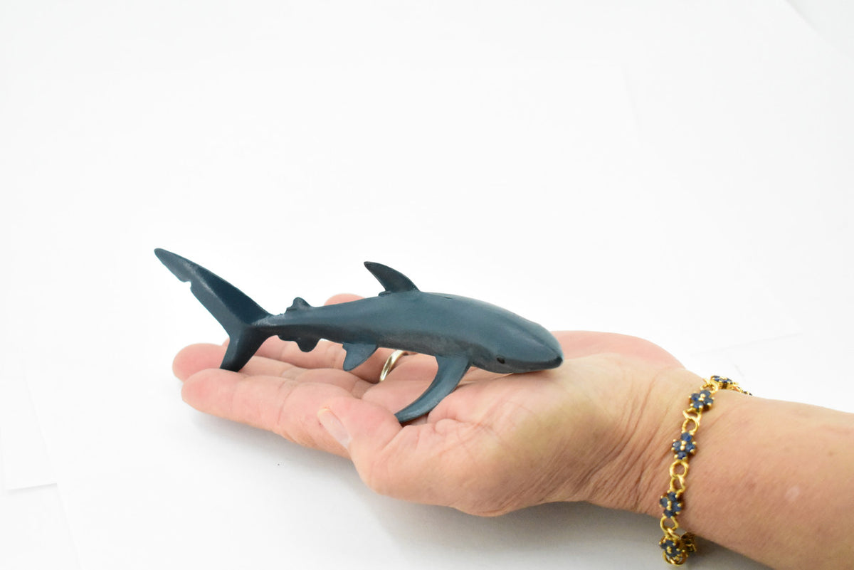 Blue Shark, Blue pointer, Museum Quality, Hand Painted, Educational, Rubber Fish, Diorama Model, Replica, Realistic Toy Figure, Kids,  6 Inches.