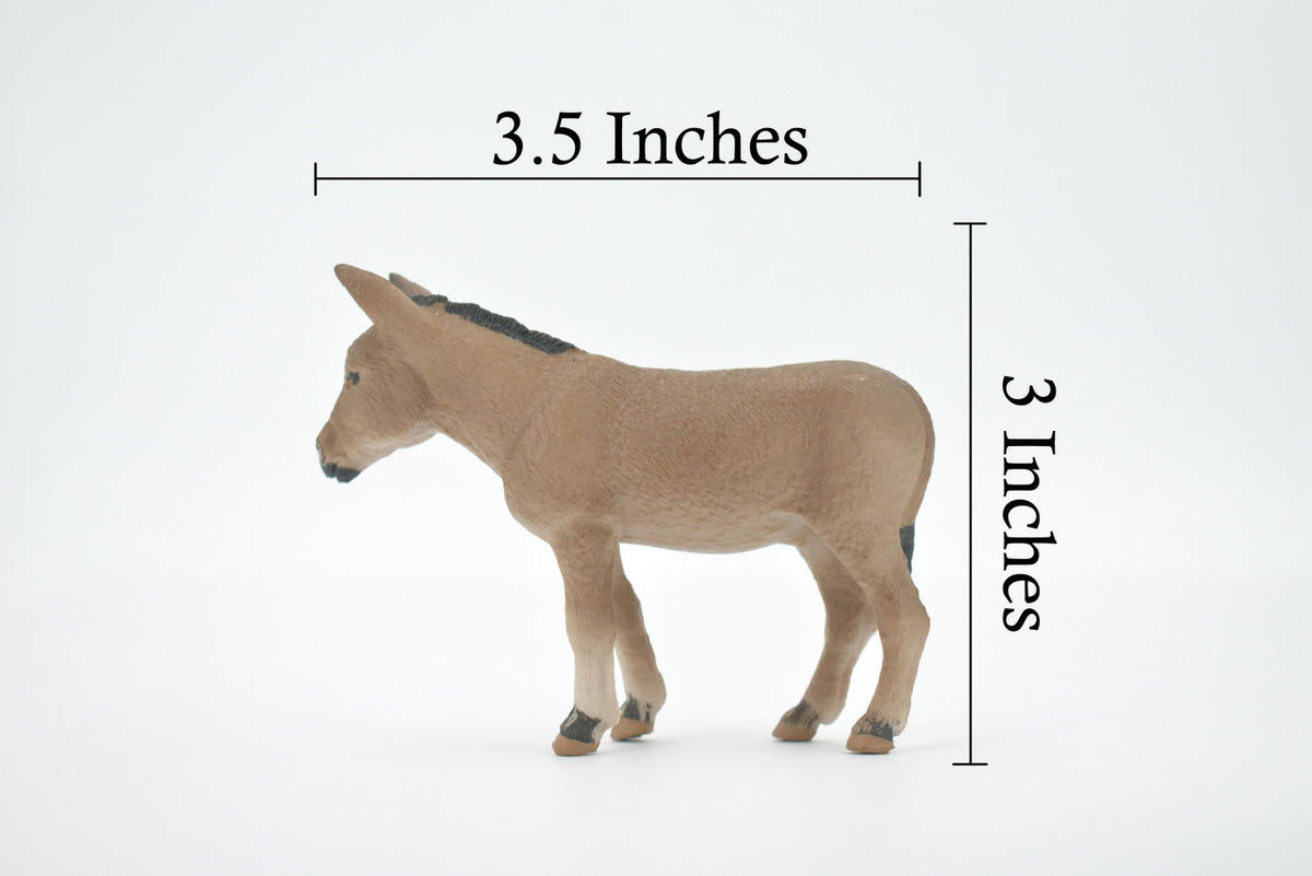 Donkey, Domesticated equine, Jackass, Museum Quality, Hand Painted, Rubber Animal, Realistic, Figure, Model, Toy, Kids, Educational, Gift,    3 1/2"     CH510 BB156