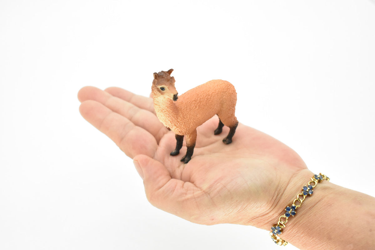 Alpaca, South American camelid, Very Realistic Hand Painted, Educational, Rubber Animal, Realistic Toy Figure, Diorama Model, Kids,  3 Inches. 