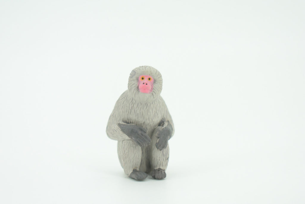 Japanese Macaque, Snow Monkey, Hand Painted, Educational, Rubber Primate, Realistic Figure, Lifelike, Gift,    1 1/2 "    SF59 B16