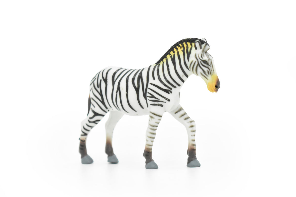 Zebra, Plains, Realistic Rubber Reproduction, Hand Painted Figurines    4"     CH151 B247