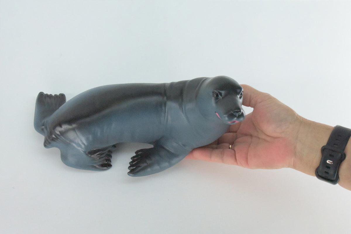 Seal, High Quality, Soft Rubber Pinniped, Hand Painted, Realistic, Toy Figure, Model, Replica, Kids, Educational,  10 Inches Long, 6 Inches Tall.