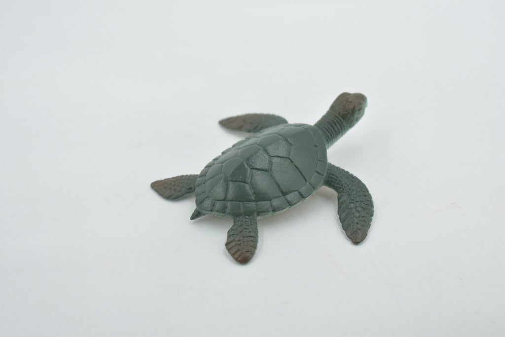 Sea Turtle, Two Tone Color, High Quality, Hand Painted, Rubber Reptile, Realistic, Figure, Model, Toy, Kids, Educational, Gift,     3"   F0024 B22