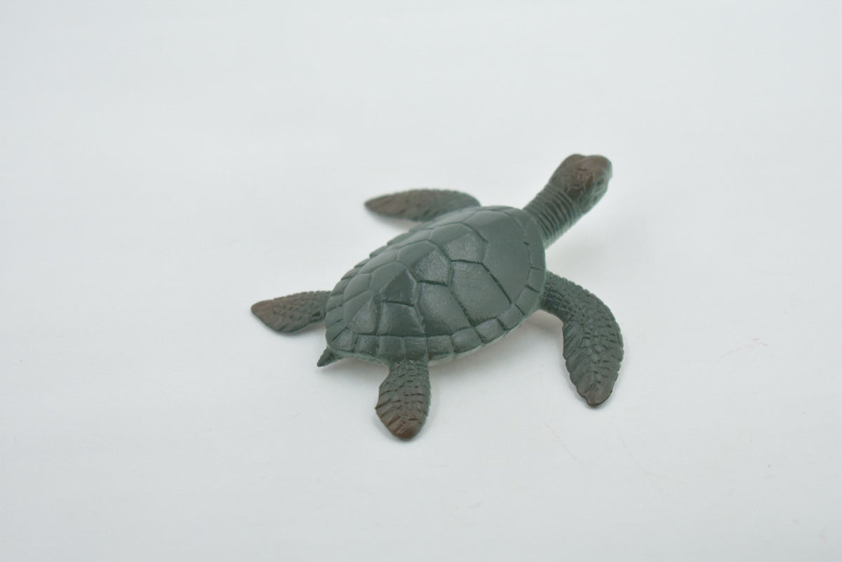 Sea Turtle, Two Tone Color, High Quality, Hand Painted, Rubber Reptile, Realistic, Figure, Model, Toy, Kids, Educational, Gift,     3"   F0024 B22