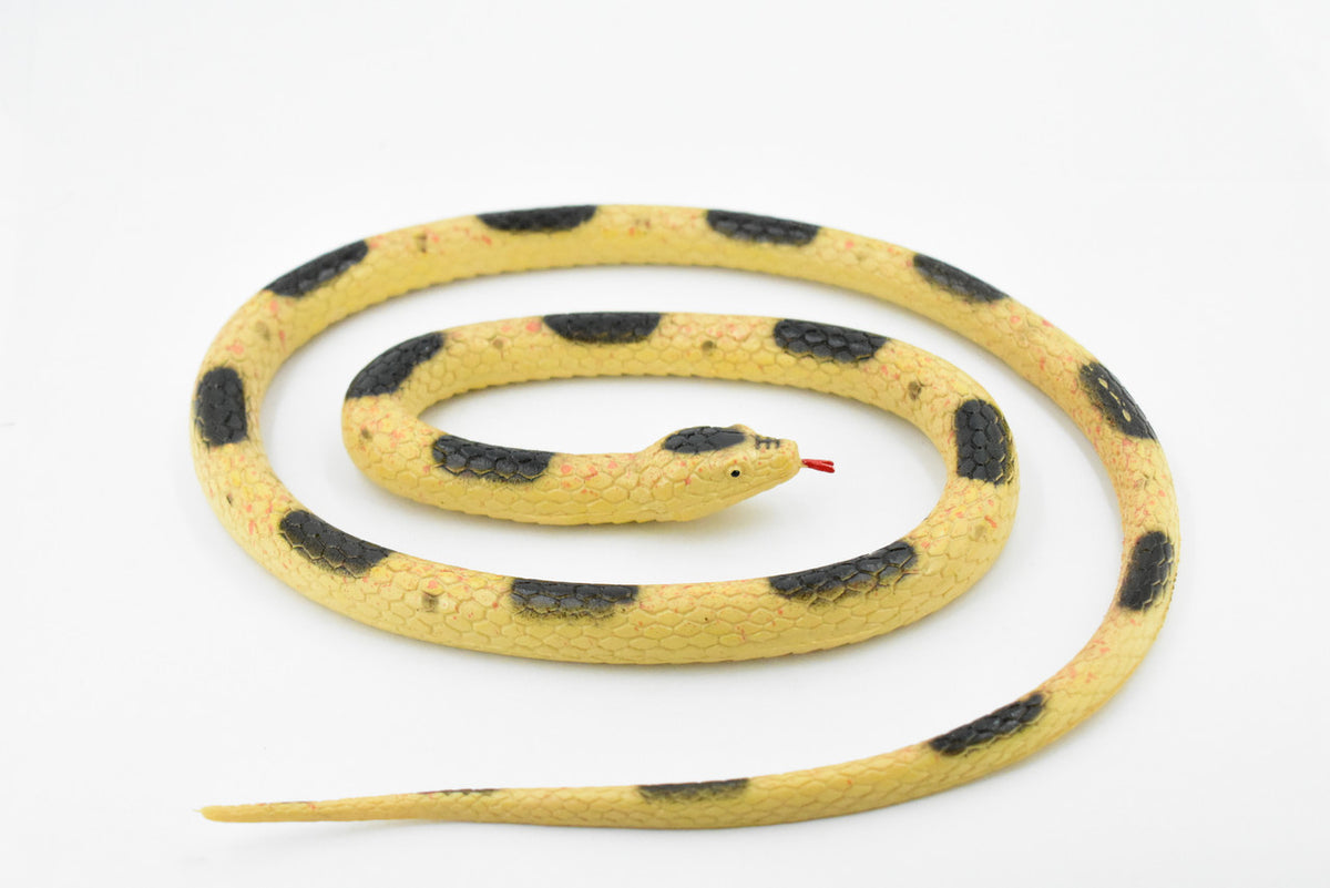 Snake, Brown with Black Spots, Rubber Reptile, Educational, Realistic Hand Painted, Figure, Lifelike Model, Figurine, Replica, Gift,       36"       F3051 B195