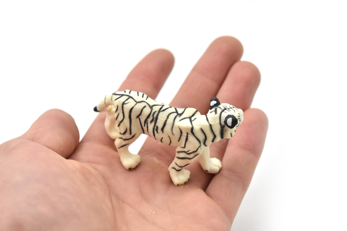 White Tiger Cub, Tiger Baby, Museum Quality, Animal, Educational, Realistic Hand Painted, Figure, Lifelike Model, Vintage Replica, Toy,  3 Inches. 