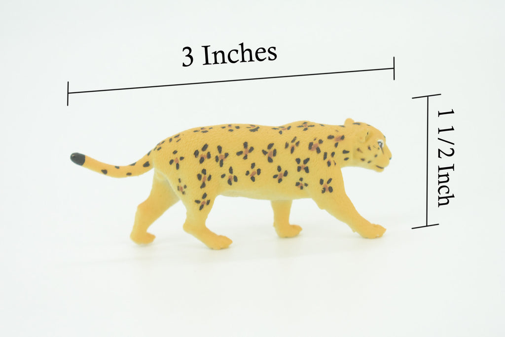 Leopard, Panther, Spotted cat, Panthera onca, Hand Painted, Educational, Rubber Animal, Realistic Figure, Lifelike, Gift,    3"    SF33 B44