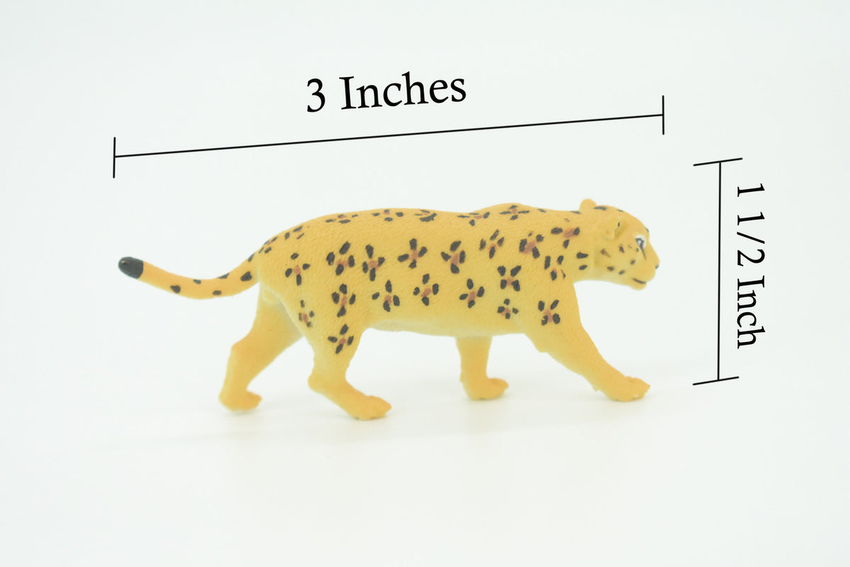 Leopard, Panther, Spotted cat, Panthera onca, Hand Painted, Educational, Rubber Animal, Realistic Figure, Lifelike, Gift,    3"    SF33 B44
