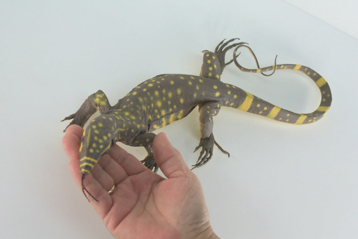 Monitor Lizard, Hand Painted, High Quality, Hard Rubber Lizard, Realistic Reptile, Toy Figure, Model, Replica, Kids, Educational,  13 Inches.