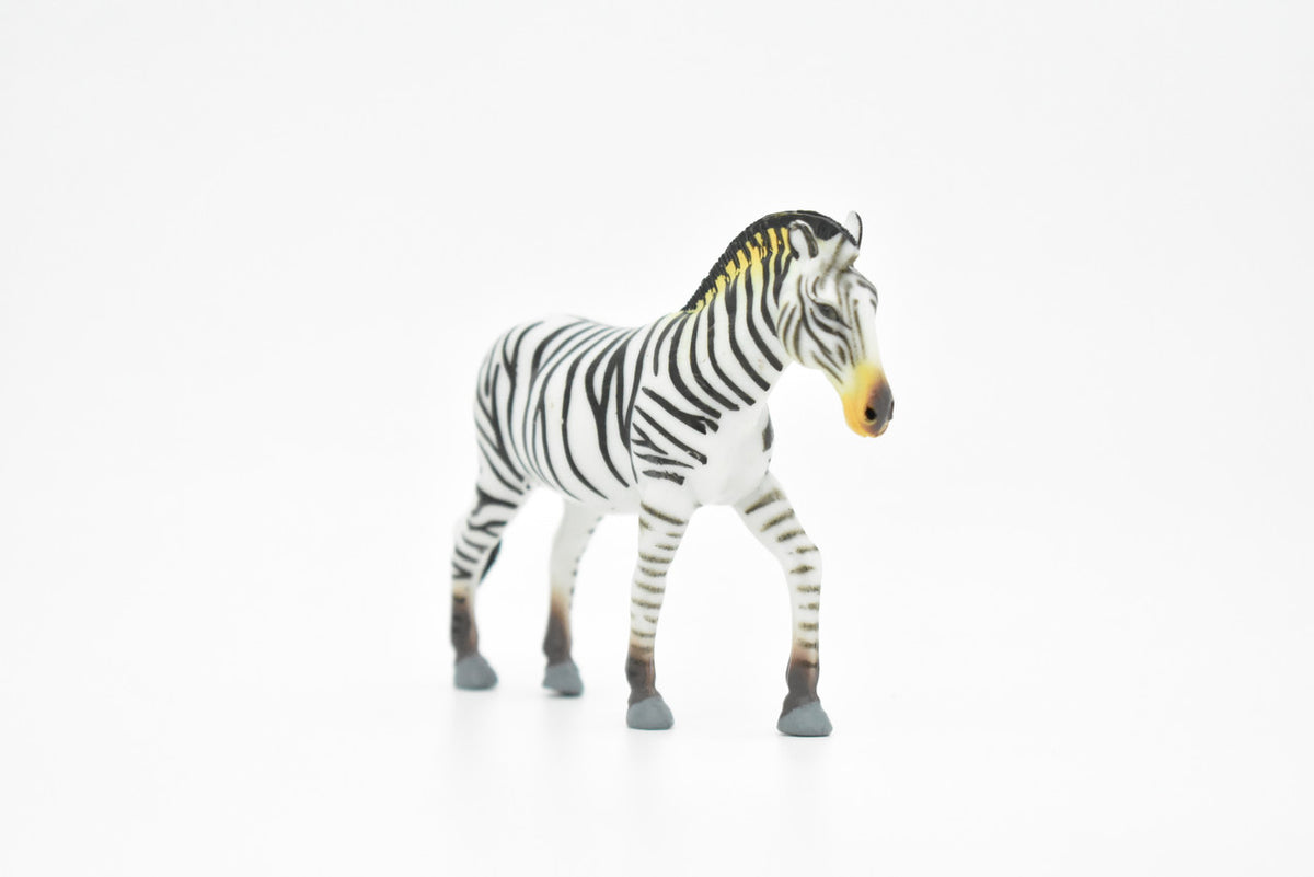 Zebra, Plains, Realistic Rubber Reproduction, Hand Painted Figurines    4"     CH151 B247