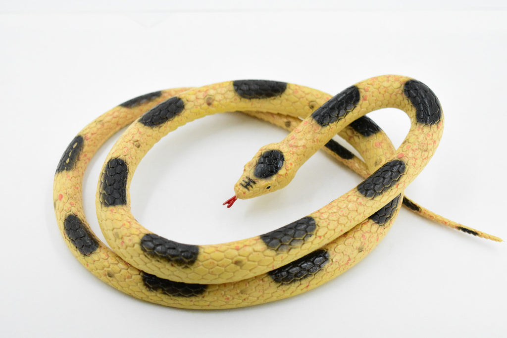 Snake, Brown with Black Spots, Rubber Reptile, Educational, Realistic Hand Painted, Figure, Lifelike Model, Figurine, Replica, Gift,       36"       F3051 B195
