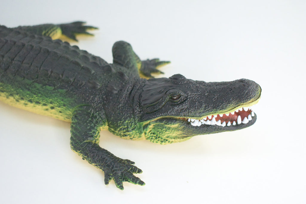Alligator, Crocodile, High Quality, Hand Painted, Hard Rubber, Realistic Reptile, Toy Figure, Model, Replica, Kids, Educational, Gift,    16"    IM16 B654