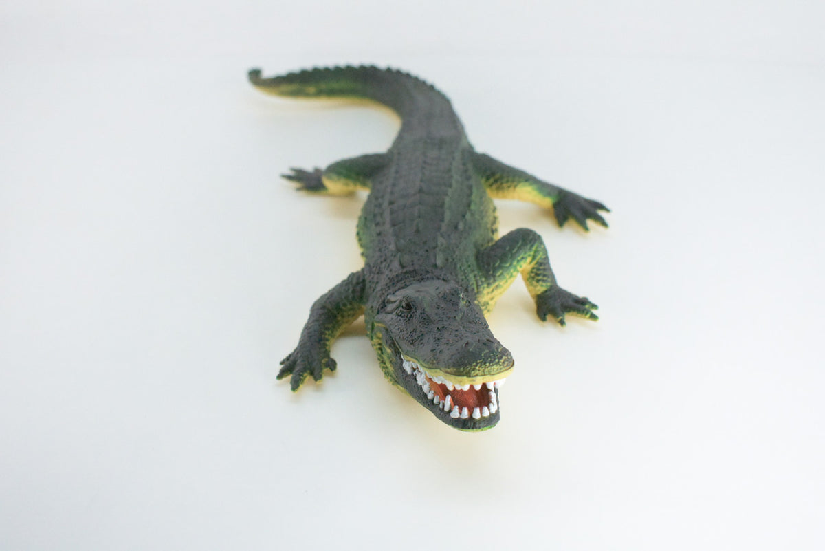 Alligator, Crocodile, High Quality, Hand Painted, Hard Rubber, Realistic Reptile, Toy Figure, Model, Replica, Kids, Educational, Gift,    16"    IM16 B654