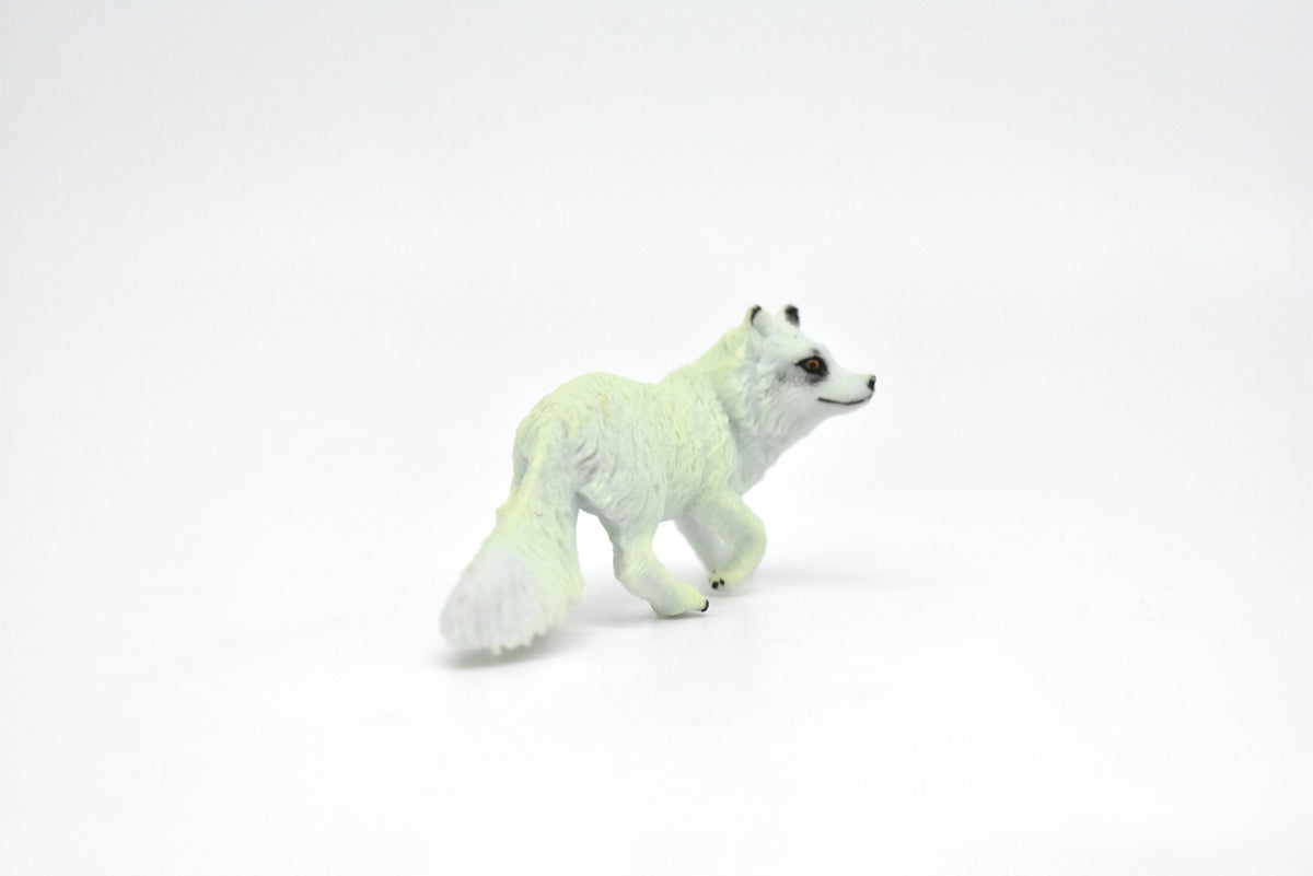 White fox, Polar fox, Arctic fox, Hand Painted, Realistic, Very Nice Plastic Design, Artic Animal, Caninds, Educational, Diorama Model, Lifelike, Toy, 3 Inches.