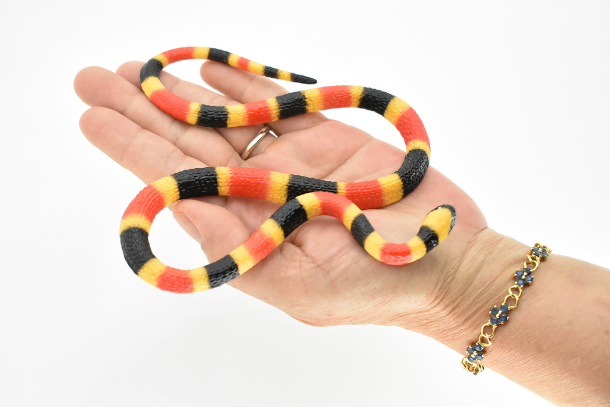 Coral Snake Toy, Very Realistic Rubber Figure, Model, Educational, Animal, Hand Painted Figurines,       6"       CH057 BB78