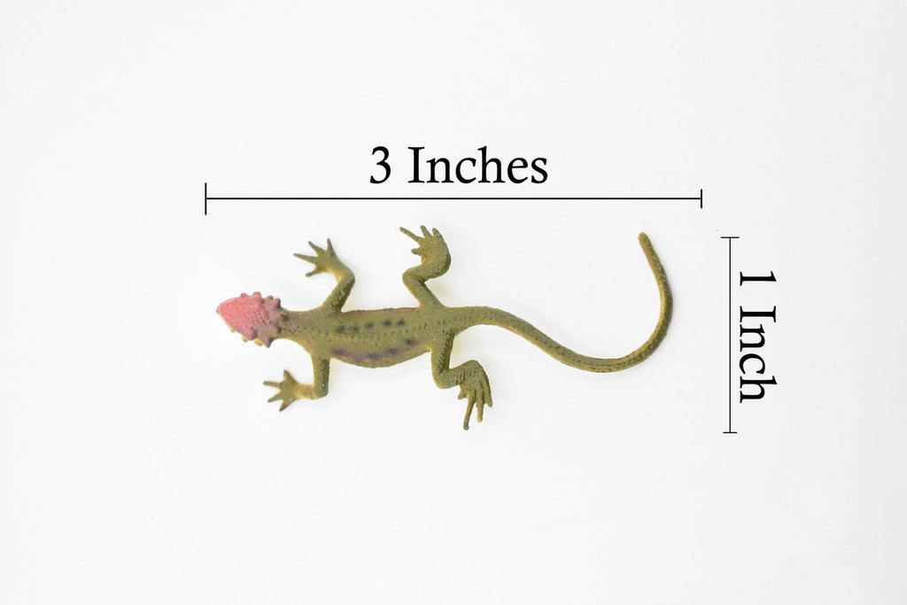 Lizard, Brown Lizard Red Spot on Head, Rubber Reptile Toy, Realistic Figure, Model, Replica, Kids, Educational, Gift,      3"      F6070 B380