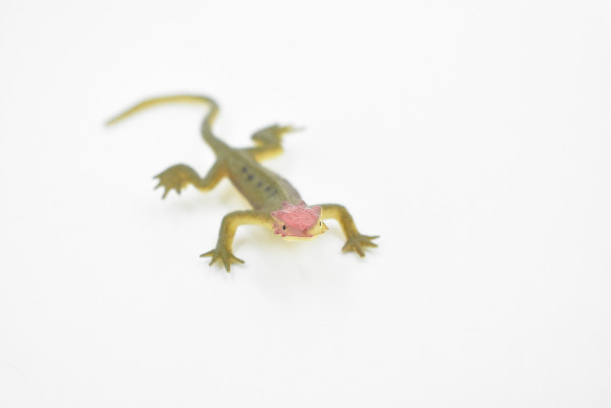 Lizard, Brown Lizard Red Spot on Head, Rubber Reptile Toy, Realistic Figure, Model, Replica, Kids, Educational, Gift,      3"      F6070 B380