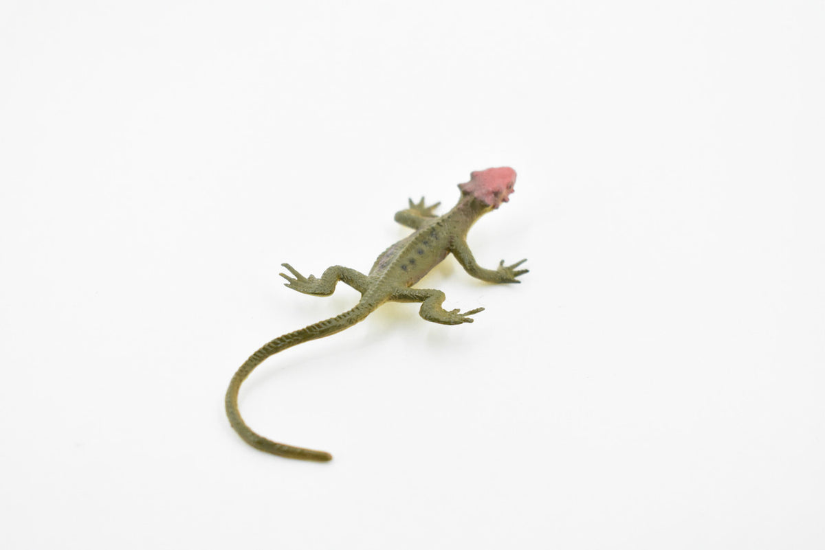 Lizard, Brown Lizard Red Spot on Head, Rubber Reptile Toy, Realistic Figure, Model, Replica, Kids, Educational, Gift,      3"      F6070 B380