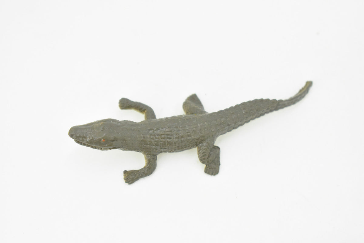 Alligator, Crocodile,  Rubber Toy Reptile, Realistic Figure, Model, Replica, Kids, Educational, Gift,        2 1/2"     F582 B34