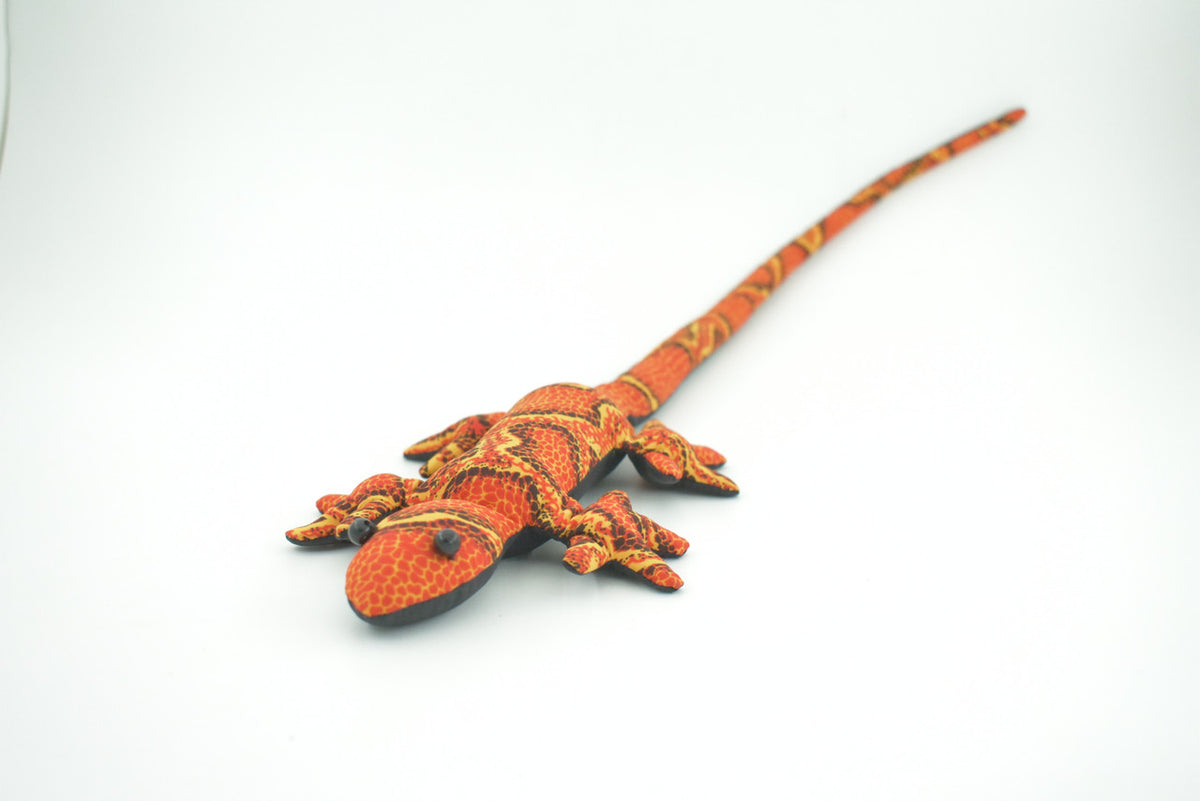 Lizard, Reptiles, Orange, Hand Made In Thailand, Sand Creatures, Paper Weight, Bean Bag, Cornhole, Game, Toy, Kids, Educational, Gift,  16  Inches.     TH43 BB305