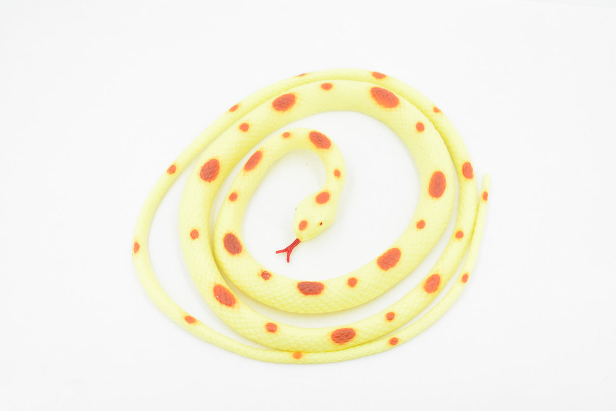 Snake, Cream with orange spots, Coiled, Rubber Reptile, Educational, Realistic Hand Painted, Figure, Lifelike Model, Figurine, Replica, Gift,      40"        F3582 B355