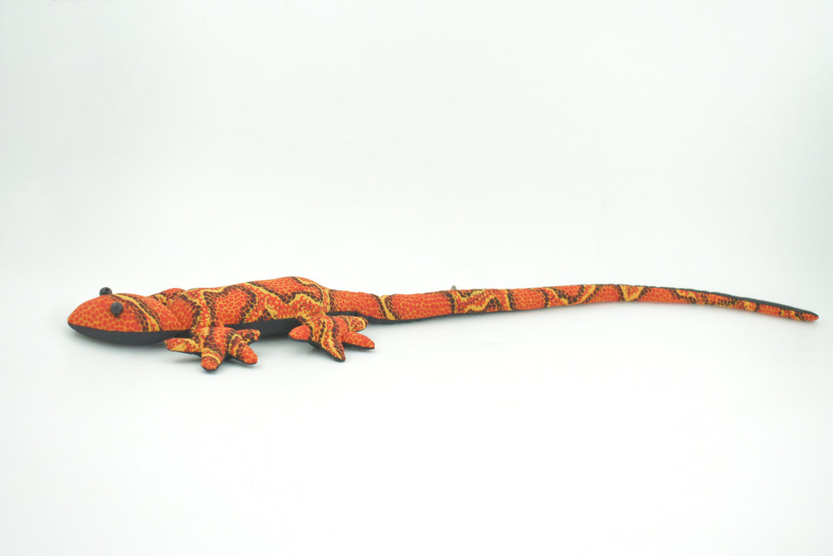 Lizard, Reptiles, Orange, Hand Made In Thailand, Sand Creatures, Paper Weight, Bean Bag, Cornhole, Game, Toy, Kids, Educational, Gift,  16  Inches.     TH43 BB305