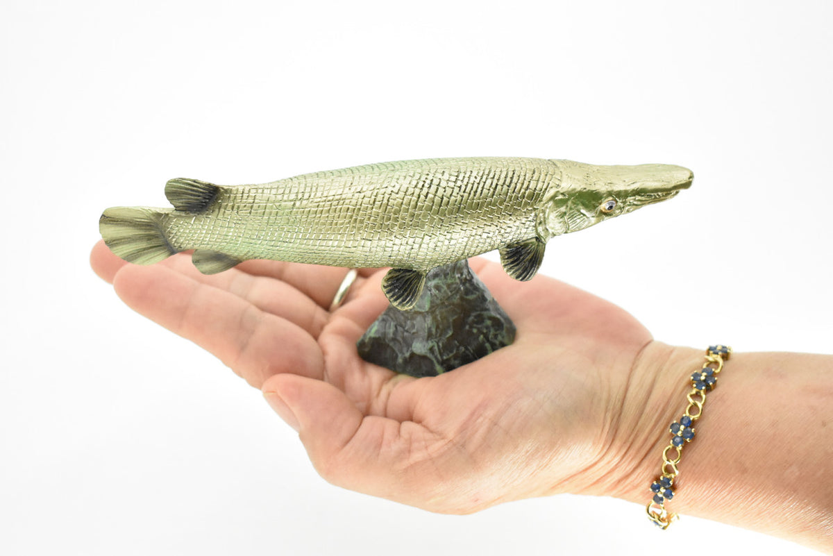 Alligator Gar, Fish, Atractosteus spatula, Very Realistic Rubber Figure, Model, Educational, Animal, Hand Painted Figurines,   6"   CH017 BB71