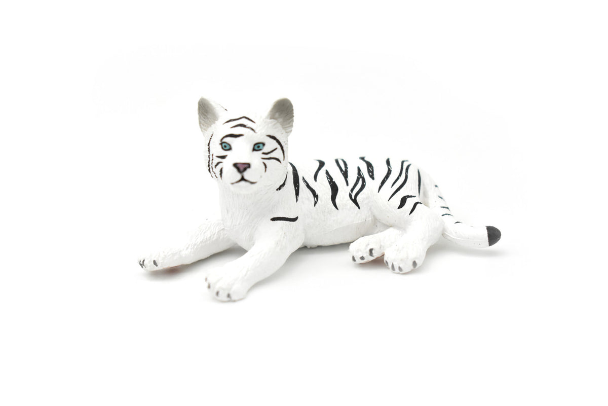Tiger Cub, White, Realistic Toy Model Plastic Replica Animal, Kids Educational Gift  3"  M069 B642