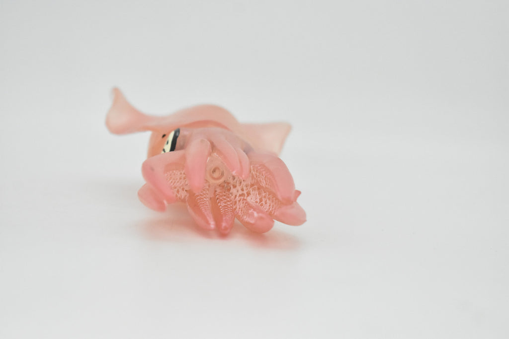 Squid Toy, Big Fin Reef Squid,  Ocean, Pink, Very Realistic Rubber Figure, Model, Educational, Animal, Hand Painted Figurines,  8"    CH099 BB87