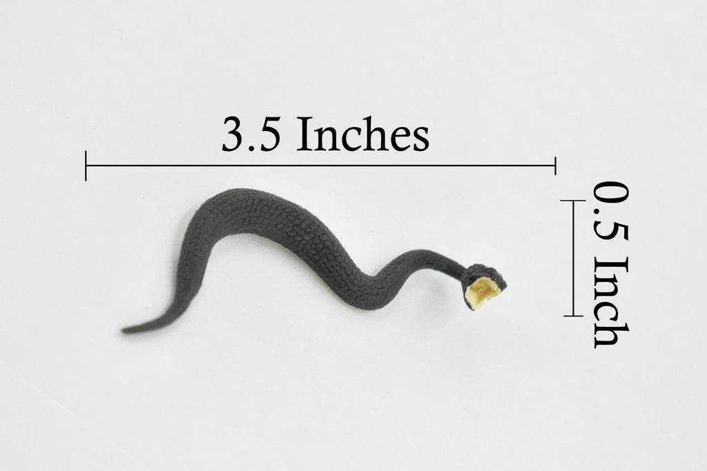 Black Water Moccasin, Snake, Rubber Reptile, Educational, Realistic Hand Painted, Figure, Lifelike Model, Figurine, Replica, Gift,      2 1/2 Inches