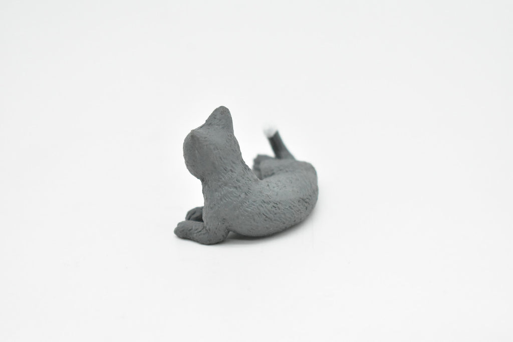 Domestic Gray Cat, Laying Down, Educational, Hand Painted, Realistic Cat Figure, Lifelike Model, Toy, Kids, Gift,     2 1/2 Inches.      CWG240 B306
