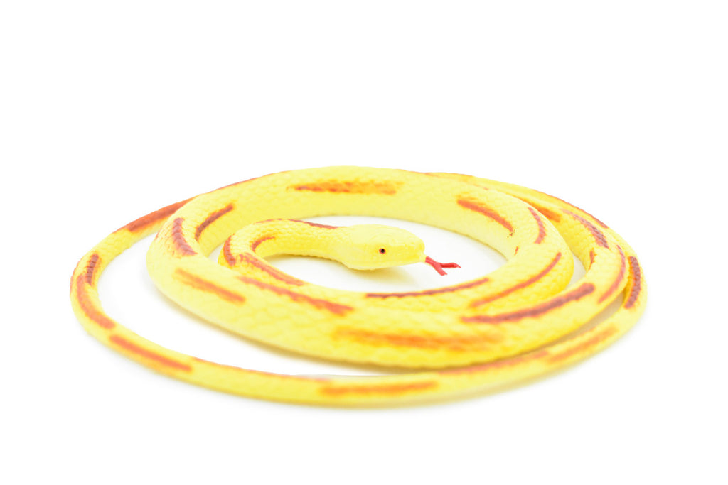 Snake, Corn Snake, Coiled, Yellow and Brown, Rubber Reptile, Educational, Realistic Hand Painted, Figure, Lifelike Model, Figurine, Replica, Gift,       40"    F3579 B355