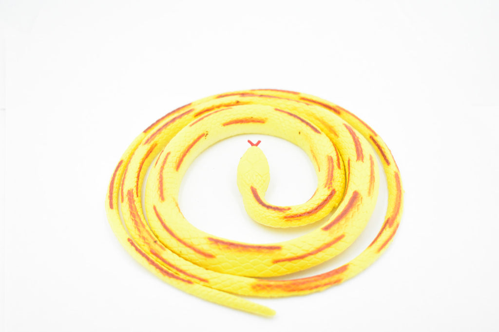 Snake, Corn Snake, Coiled, Yellow and Brown, Rubber Reptile, Educational, Realistic Hand Painted, Figure, Lifelike Model, Figurine, Replica, Gift,       40"    F3579 B355