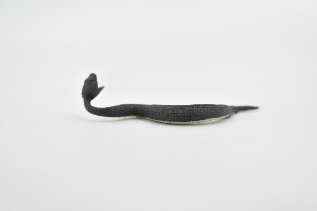 Black Water Moccasin, Snake, Rubber Reptile, Educational, Realistic Hand Painted, Figure, Lifelike Model, Figurine, Replica, Gift,      2 1/2 Inches    F7044 B165