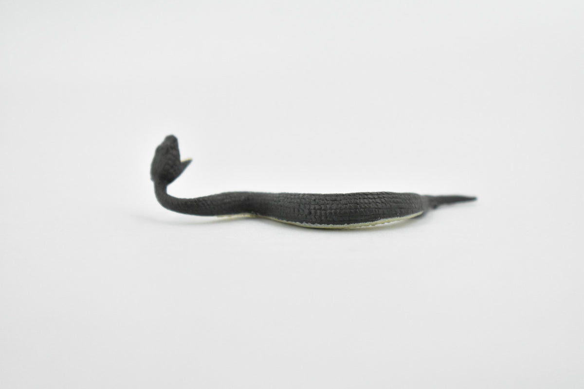 Black Water Moccasin, Snake, Rubber Reptile, Educational, Realistic Hand Painted, Figure, Lifelike Model, Figurine, Replica, Gift,      2 1/2 Inches    F7044 B165