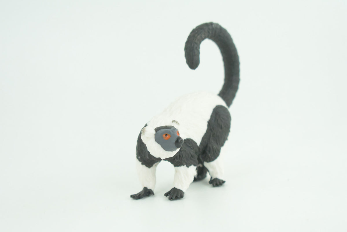 Black-and-white Ruffed Lemur, Museum Quality, Educational, Hand Painted, Rubber, Realistic, Diorama, Very Nice Design, Toys, Kids, Gift,   3 Inches.  CH953 BB209