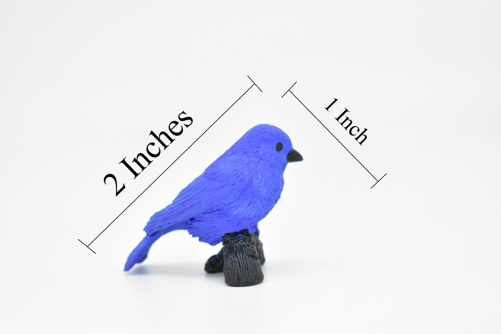 Indigo Bunting, Rubber Bird, Educational, Realistic, Hand Painted, Figure, Lifelike Model, Figurine, Replica, Gift,     2" 