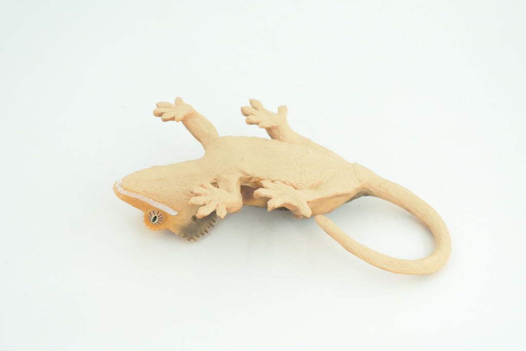 Crested Gecko, Eyelash Gecko, Museum Quality, Educational, Hand Painted, Rubber Lizard, Realistic Reptile, Diorama, Toy, Kids, Gift,   5 1/2 Inches.  CH792 BB186