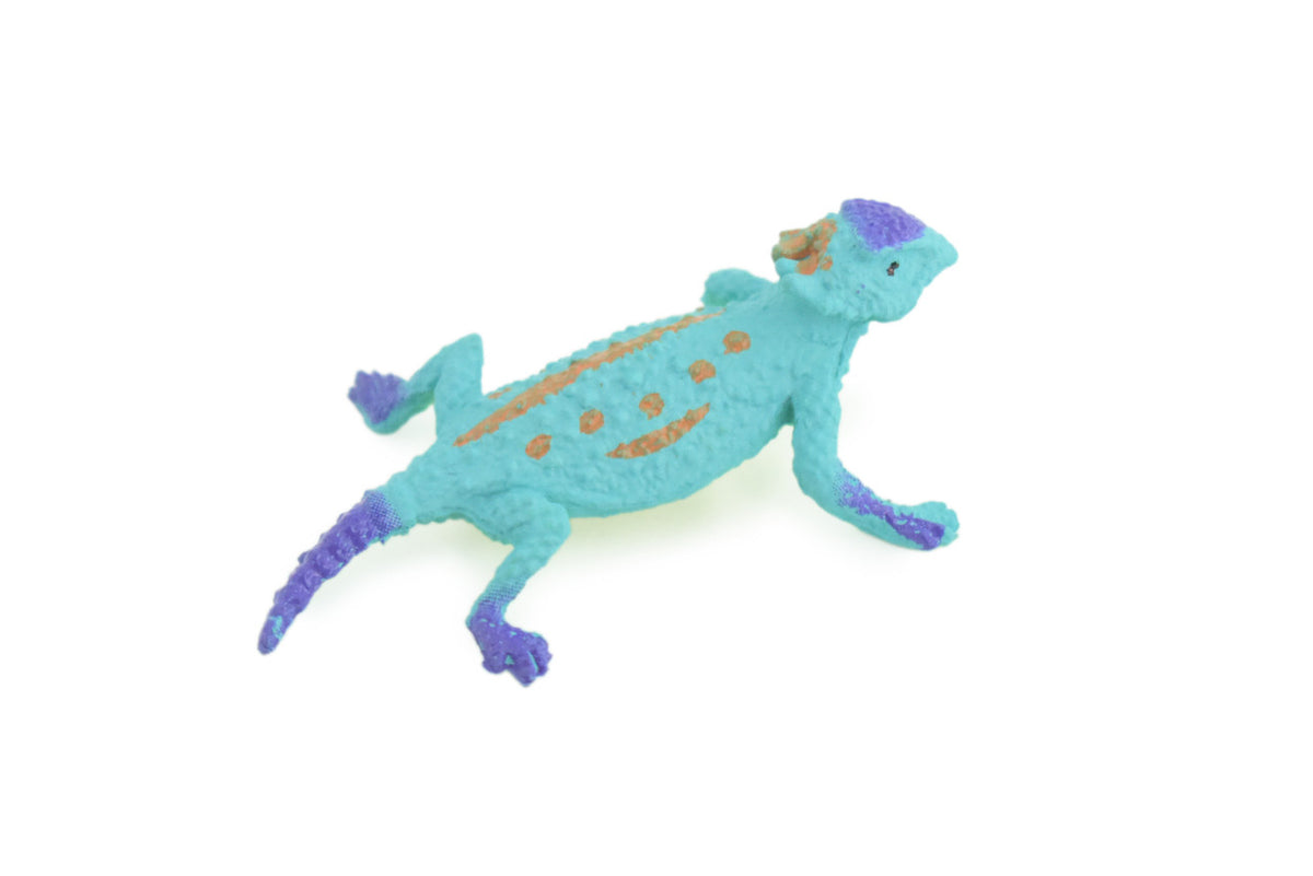 Blue Horned Lizard, Horney Toad, Rubber Reptile, Hand Painted, Educational, Realistic, Model, Replica, Toys, Kids, Gift, 2 Inches. WR44 B197