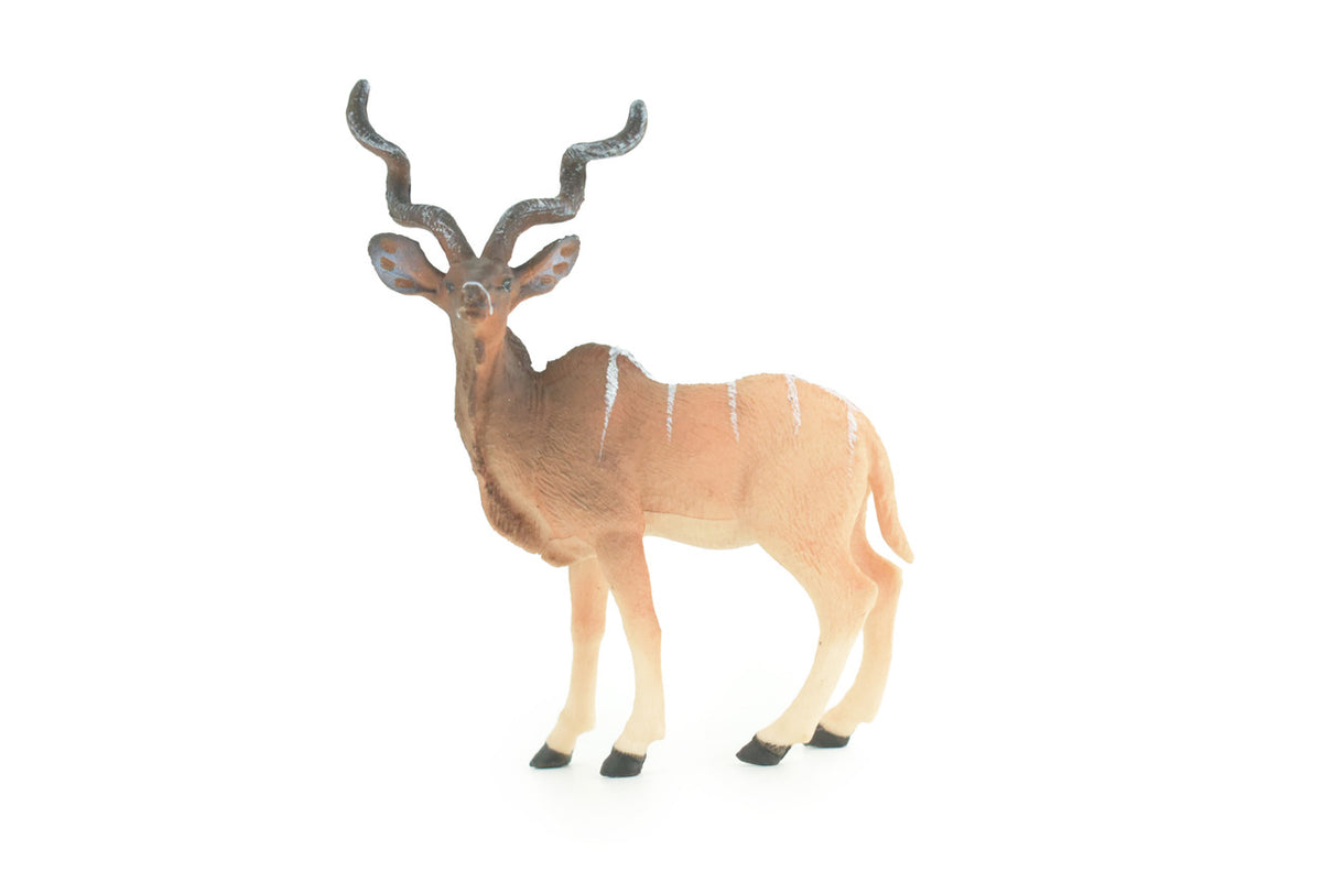 Kudu Antelope, Museum Quality, Educational, Hand Painted, Greater kudu Rubber Animal, Realistic, Diorama, Toy, Kids, Gift, 4 Inches. CH971 BB212
