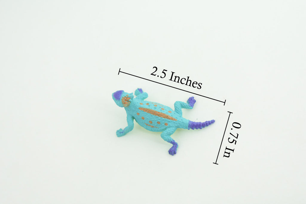 Blue Horned Lizard, Horney Toad, Rubber Reptile, Hand Painted, Educational, Realistic, Model, Replica, Toys, Kids, Gift, 2 Inches. WR44 B197