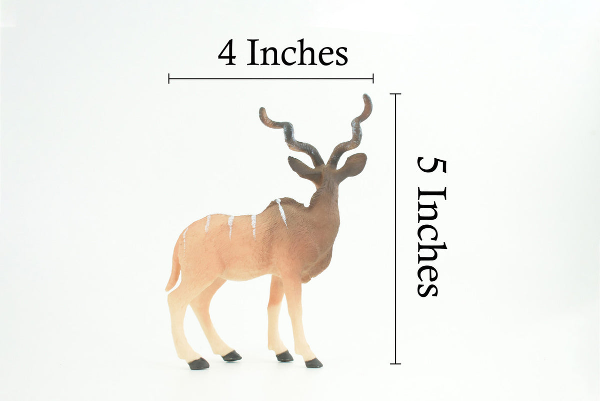 Kudu Antelope, Museum Quality, Educational, Hand Painted, Greater kudu Rubber Animal, Realistic, Diorama, Toy, Kids, Gift, 4 Inches. CH971 BB212