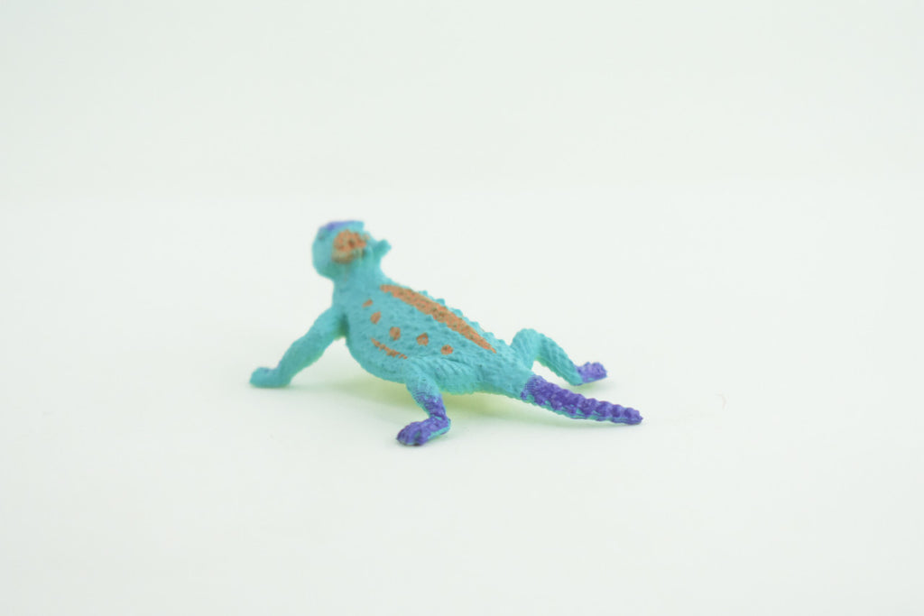 Blue Horned Lizard, Horney Toad, Rubber Reptile, Hand Painted, Educational, Realistic, Model, Replica, Toys, Kids, Gift,   2 Inches.    WR44 B197
