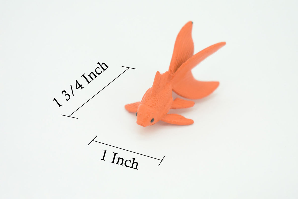 Fantail Goldfish, Fancy Goldfish, Rubber Fish, Realistic Figure, Educational, Lifelike, Toy Model, Figurine, Replica, Gift       1 3/4"   F1672 B63