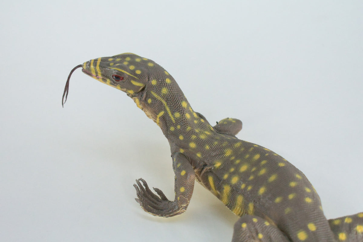 Monitor Lizard, Hand Painted, High Quality, Hard Rubber Lizard, Realistic Reptile, Toy Figure, Model, Replica, Kids, Educational,  13 Inches.
