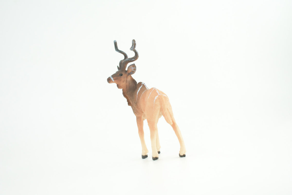Kudu Antelope, Museum Quality, Educational, Hand Painted, Greater kudu Rubber Animal, Realistic, Diorama, Toy, Kids, Gift,   4 Inches.  CH971 BB212