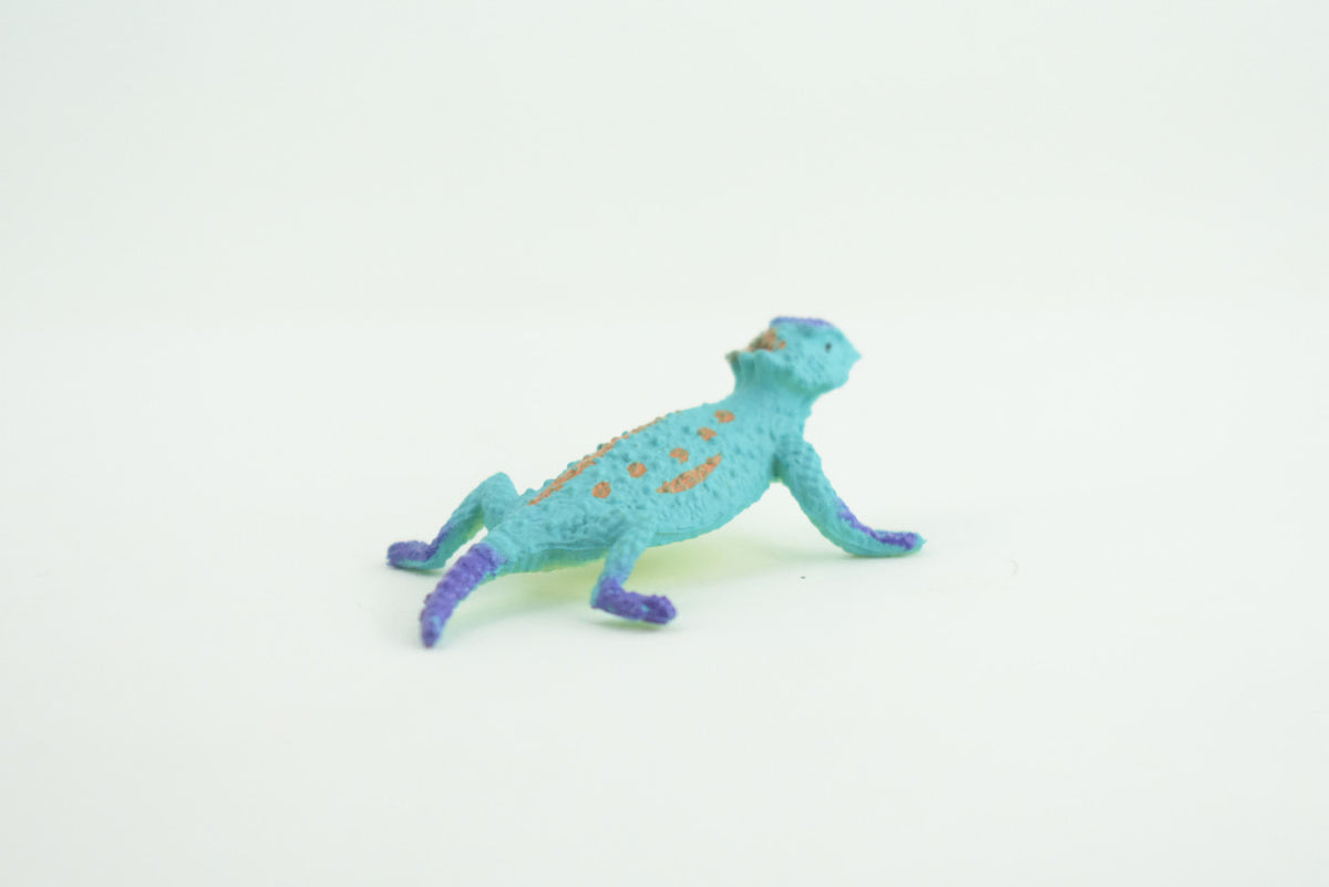 Blue Horned Lizard, Horney Toad, Rubber Reptile, Hand Painted, Educational, Realistic, Model, Replica, Toys, Kids, Gift,   2 Inches.    WR44 B197