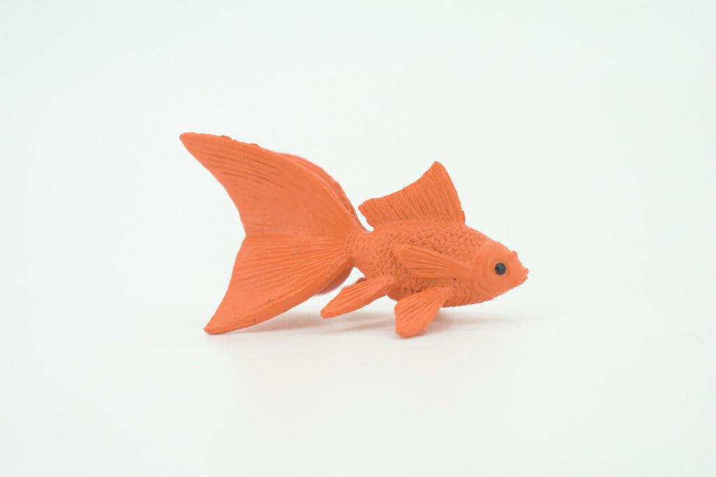 Fantail Goldfish, Fancy Goldfish, Rubber Fish, Realistic Figure, Educational, Lifelike, Toy Model, Figurine, Replica, Gift       1 3/4"   F1672 B63