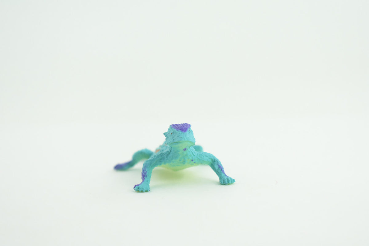 Blue Horned Lizard, Horney Toad, Rubber Reptile, Hand Painted, Educational, Realistic, Model, Replica, Toys, Kids, Gift,   2 Inches.    WR44 B197