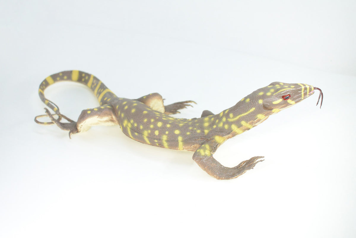 Monitor Lizard, Hand Painted, High Quality, Hard Rubber Lizard, Realistic Reptile, Toy Figure, Diorama Model, Replica, Kids, Educational, Gift,    13 Inches.   IM20 B656